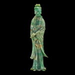 A large jadeite figure of Guanyin, Late Qing dynasty | 晚清 翠玉觀音菩薩立像