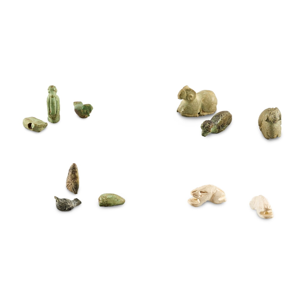 View full screen - View 1 of Lot 1031. A GROUP OF ELEVEN MINIATURE TURQUOISE AND JADE ANIMALS EASTERN HAN DYNASTY – WARRING STATES PERIOD | 東漢至戰國 松綠石及玉動物袖珍把件一組十一件.