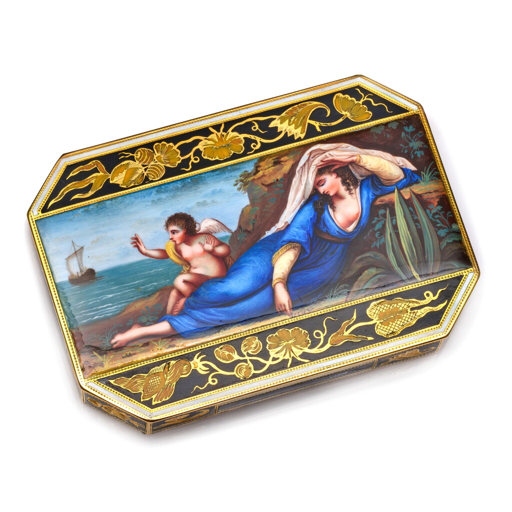View full screen - View 1 of Lot 1158. A gold and enamel snuff box, Berlin, circa 1805.