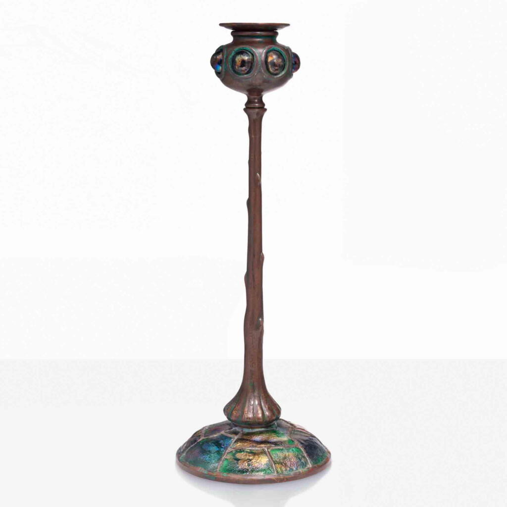 View full screen - View 1 of Lot 15. Jeweled "Turtle Back" Candlestick.