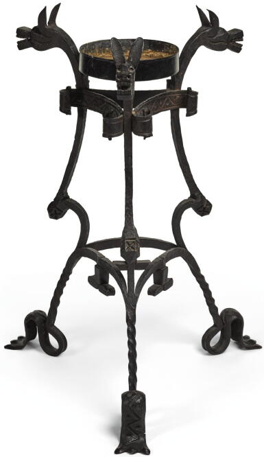 View full screen - View 1 of Lot 31. PROBABLY AUSTRIAN, 15TH CENTURY | STAND WITH ZOOMORPHIC TERMINALS.