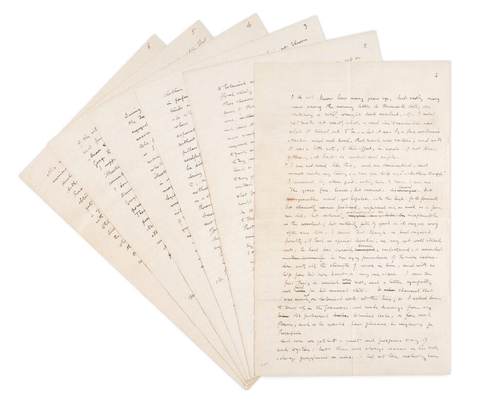 View full screen - View 1 of Lot 128. John Ruskin | Autograph manuscript signed, on the wood-engraver and illustrator Arthur Burgess, 1887.