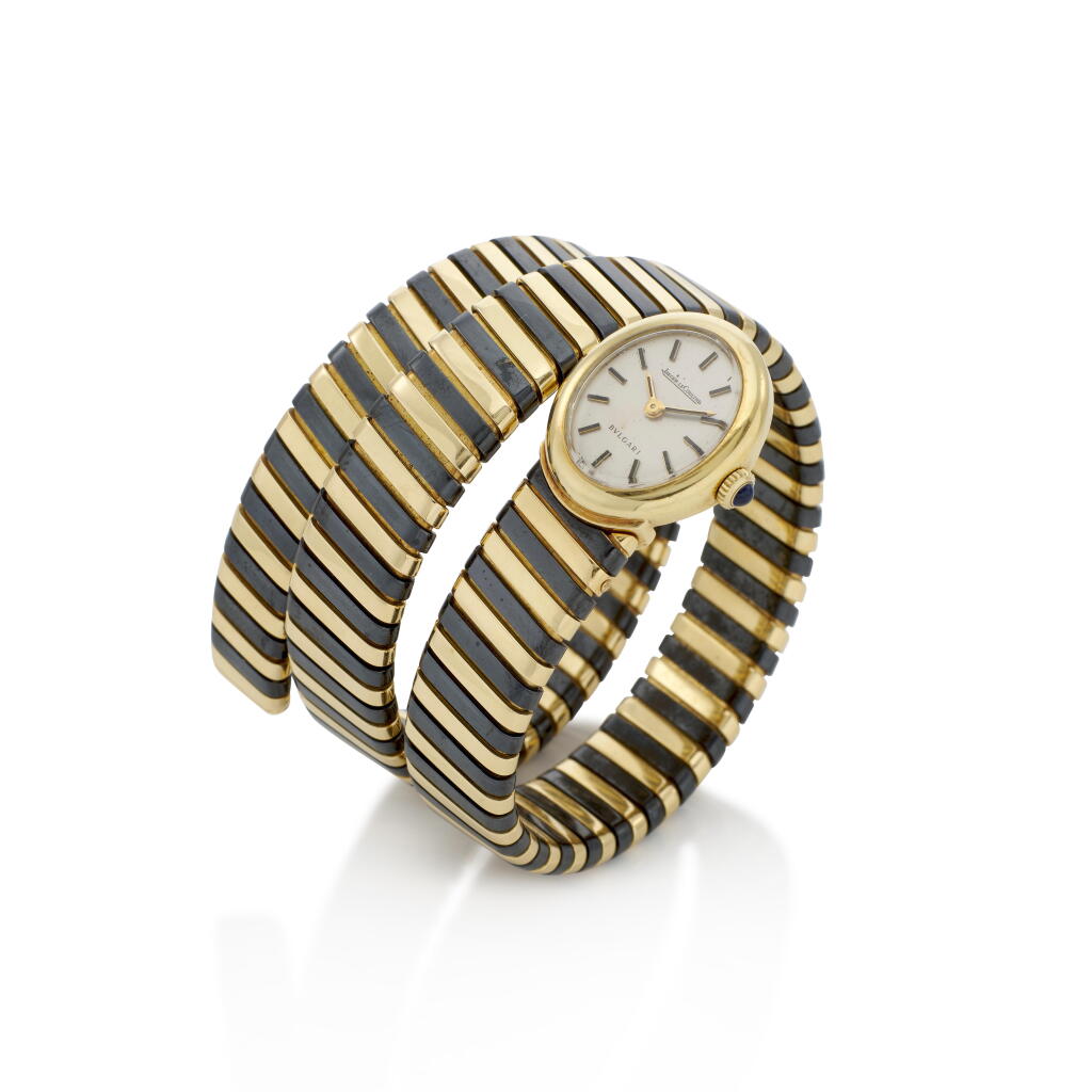 View full screen - View 1 of Lot 127. Reference 240 | A yellow and blackened gold bracelet watch | Circa 1975.