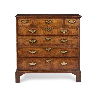 View full screen - View 1 of Lot 173. A George II Inlaid Walnut Tall Chest of Drawers, Circa 1730.