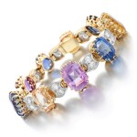Coloured sapphire and diamond bracelet, 1970s