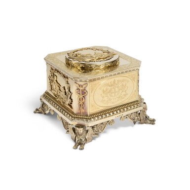 View full screen - View 1 of Lot 197. A George III Silver-Gilt Casket, Benjamin Smith II & James Smith III, Retailed by Lambert, London, 1809.