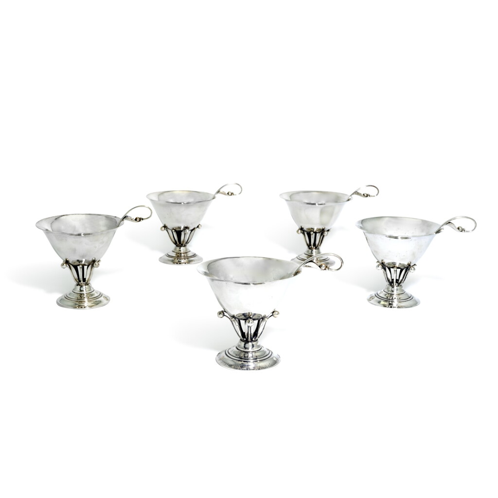 View full screen - View 1 of Lot 65. Five Danish silver bowls designed by Johan Rohde, Georg Jensen, Copenhagen, two with 1933-1945 period marks, three with post-1945 marks.