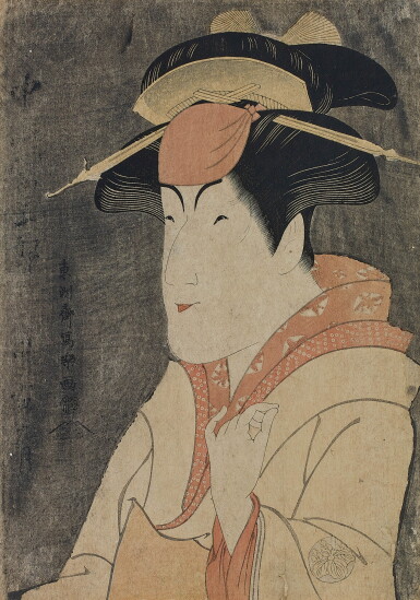 View full screen - View 1 of Lot 6. TOSHUSAI SHARAKU (ACTIVE 1794–1795), EDO PERIOD, LATE 18TH CENTURY NAKAYAMA TOMISABURO AS MIYAGINO.