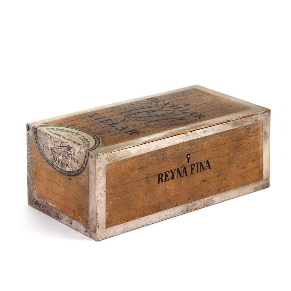 View full screen - View 1 of Lot 41. A rare Victorian 'trompe l'oeil' electroplated copper cigar box, circa 1870.