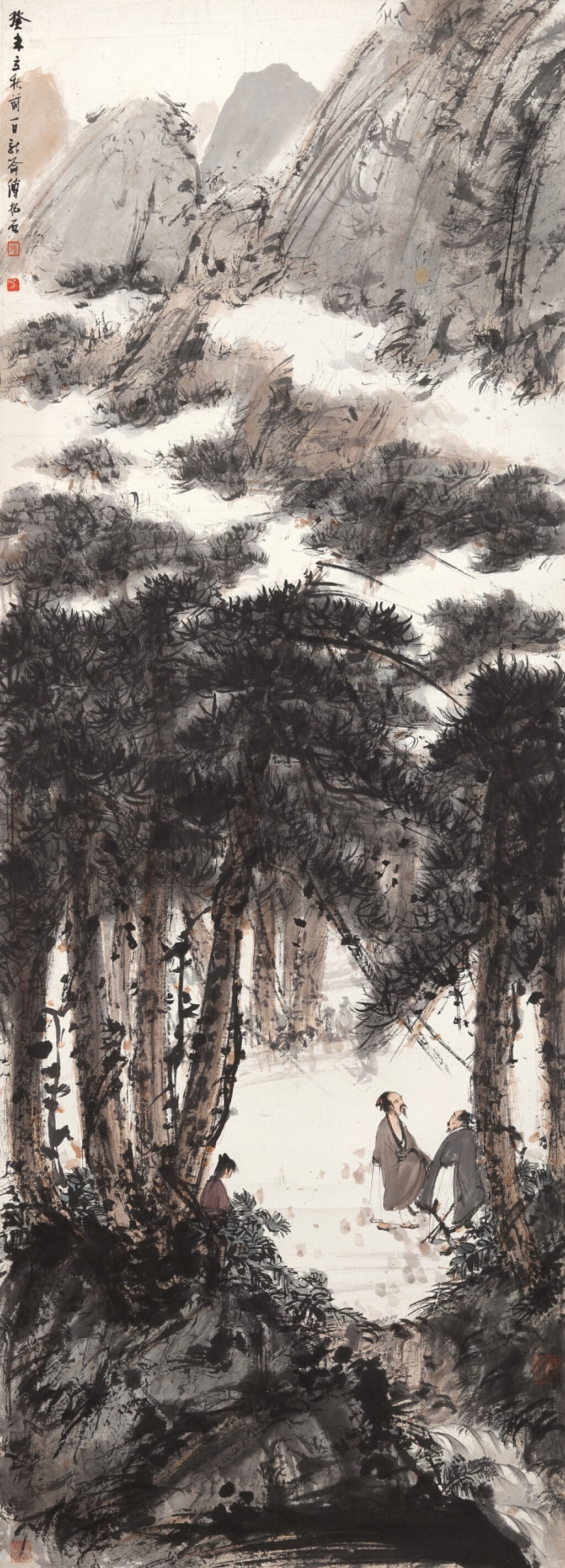 View full screen - View 1 of Lot 6202. 傳抱石 松巖高隱圖 | Fu Baoshi, Scholars under Pine Trees.