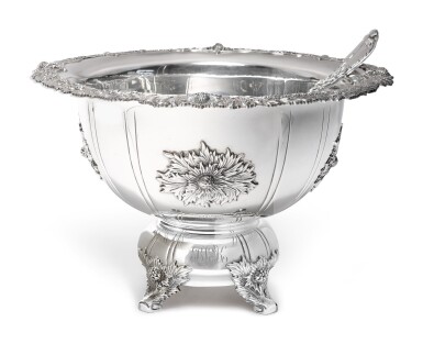 View full screen - View 1 of Lot 296. An American Silver Chrysanthemum Pattern Punch Bowl and Ladle, Tiffany & Co., New York, 2003.