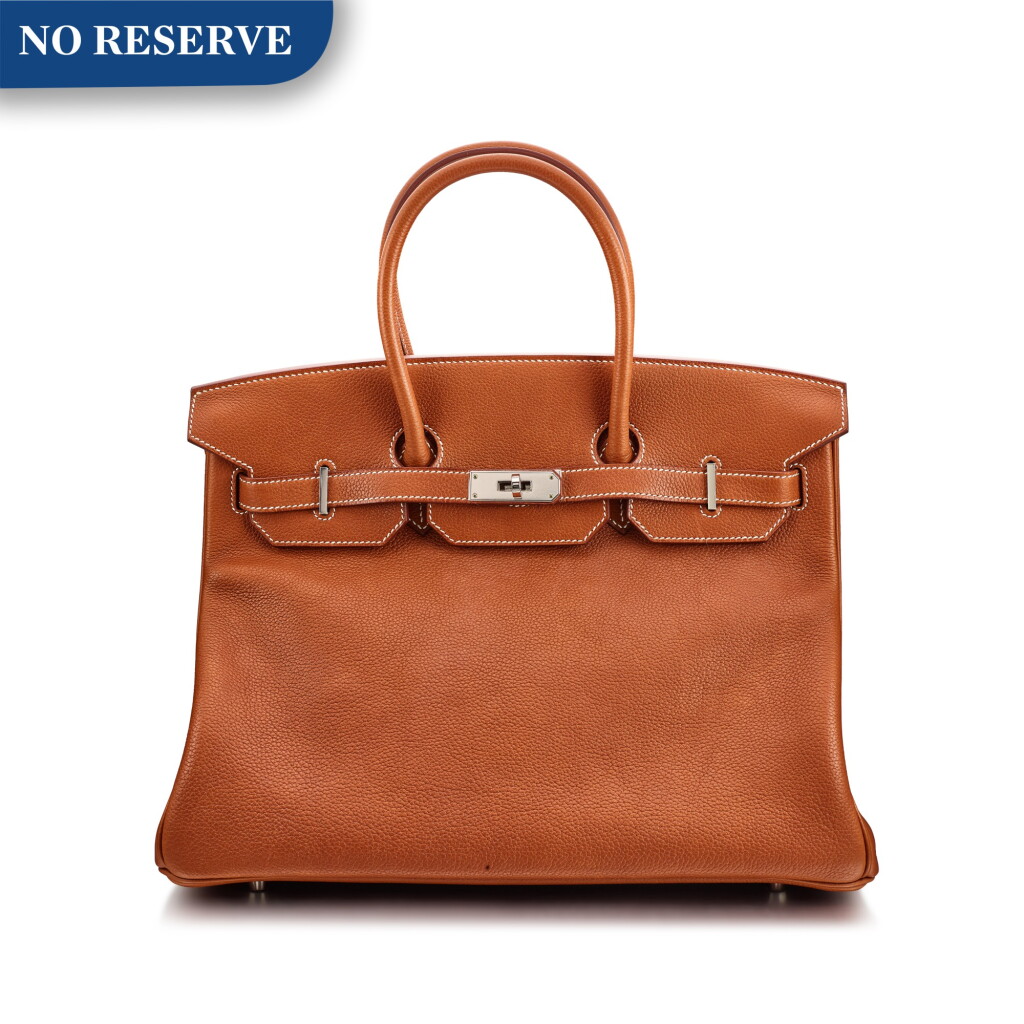 View full screen - View 1 of Lot 1291. HERMÈS | A FAUVE BARENIA FAUBOURG LEATHER BIRKIN 35 WITH SILVER HARDWARE | 愛馬仕 | 天然色BARENIA馬鞍牛皮35公分柏金包附銀色金屬配件.