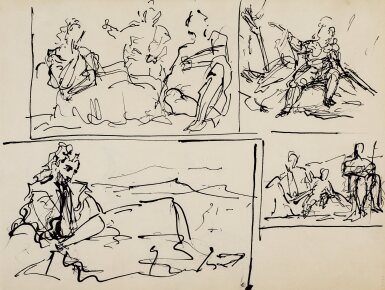 View full screen - View 1 of Lot 10. Quatre études de personnages - recto Etudes - verso.