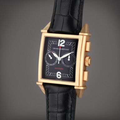 View full screen - View 1 of Lot 323. Reference 2599 Vintage 1999 | A pink gold automatic rectangular chronograph wristwatch, Circa 1999.