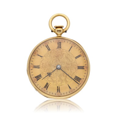 View full screen - View 1 of Lot 146. Viner & Nowland No. 4774 An unusual gold open-faced pump wind lever watch 1837.