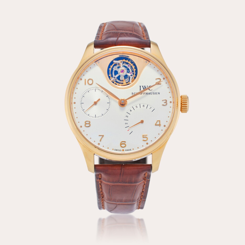 Voir en plein écran - Voir 1 du lot 224. Reference IW5042-02 Portugieser Tourbillon Mystère | A limited edition pink gold automatic tourbillon wristwatch with seven day power reserve indication, Circa 2005.