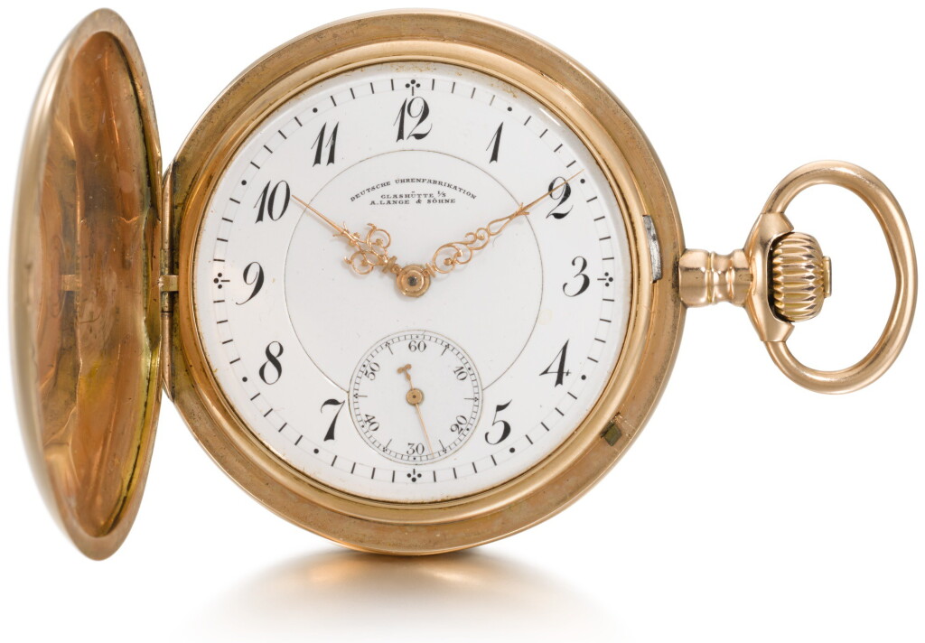 View full screen - View 1 of Lot 117. A. LANGE & SÖHNE, DEUTSCHE UHRENFABRIKATION, GLASHÜTTE | A PINK GOLD HUNTING CASED KEYLESS LEVER WATCH CIRCA 1910, NO. 53410.