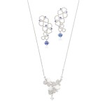 DIAMOND ‘PAPERFLOWER’ PENDANT NECKLACE; PAIR OF TANZANITE AND DIAMOND ‘PAPERFLOWER’ PENDANT EARRINGS | 蒂芙尼 | 鑽石 吊墜項鏈 及 坦桑石 配 鑽石 耳墜一對