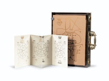 View full screen - View 1 of Lot 44. DALI. Dix recettes d'immortalité. 1973. In-folio. Livre-objet "pop-up" tiré à 250 ex. 11 pointes-sèches signées..