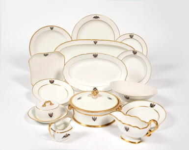 View full screen - View 1 of Lot 218. A Group of Porcelain Tableware from the Ordinary Service, Coronation Service and the Service of Grand Duke Konstantin Nikolaevich, Imperial Porcelain Factory, St Petersburg, period of Nicholas I (1825-1855) and Alexander II (1855-1881).