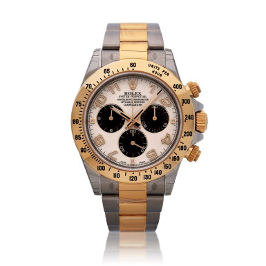 View full screen - View 1 of Lot 330. Reference 116523 Daytona | A stainless steel and yellow gold chronograph wristwatch, Circa 2010.