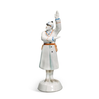 View full screen - View 1 of Lot 163. Militiaman: A Soviet porcelain figure, Lomonosov Porcelain Factory, Leningrad, 1930s.