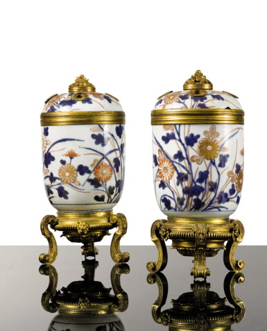 View full screen - View 1 of Lot 115. A PAIR OF PORCELAIN POTS-POURRIS VASES, IMARI, JAPAN, 18TH CENTURY, THE GILT-BRONZE MOUNTS IN FRENCH RÉGENCE STYLE, SECOND HALF 19TH CENTURY | PAIRE D'URNES MONTÉES FORMANT POTS-POURRIS EN PORCELAINE IMARI, JAPON DU XVIIIE SIÈCLE, ET BRONZE DORÉ DE STYLE RÉGENCE DE LA SECONDE MOITIÉ DU XIXE SIÈCLE.