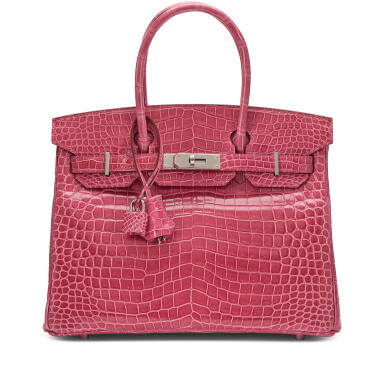 View full screen - View 1 of Lot 45. Fuschia Shiny Porosus Crocodile Birkin 30 Palladium Hardware, 2016 .