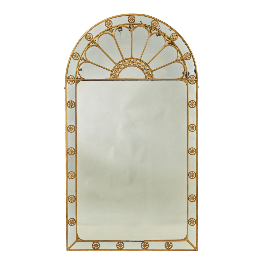 View full screen - View 1 of Lot 910. A GEORGE III STYLE GILTWOOD MIRROR, 20TH CENTURY.