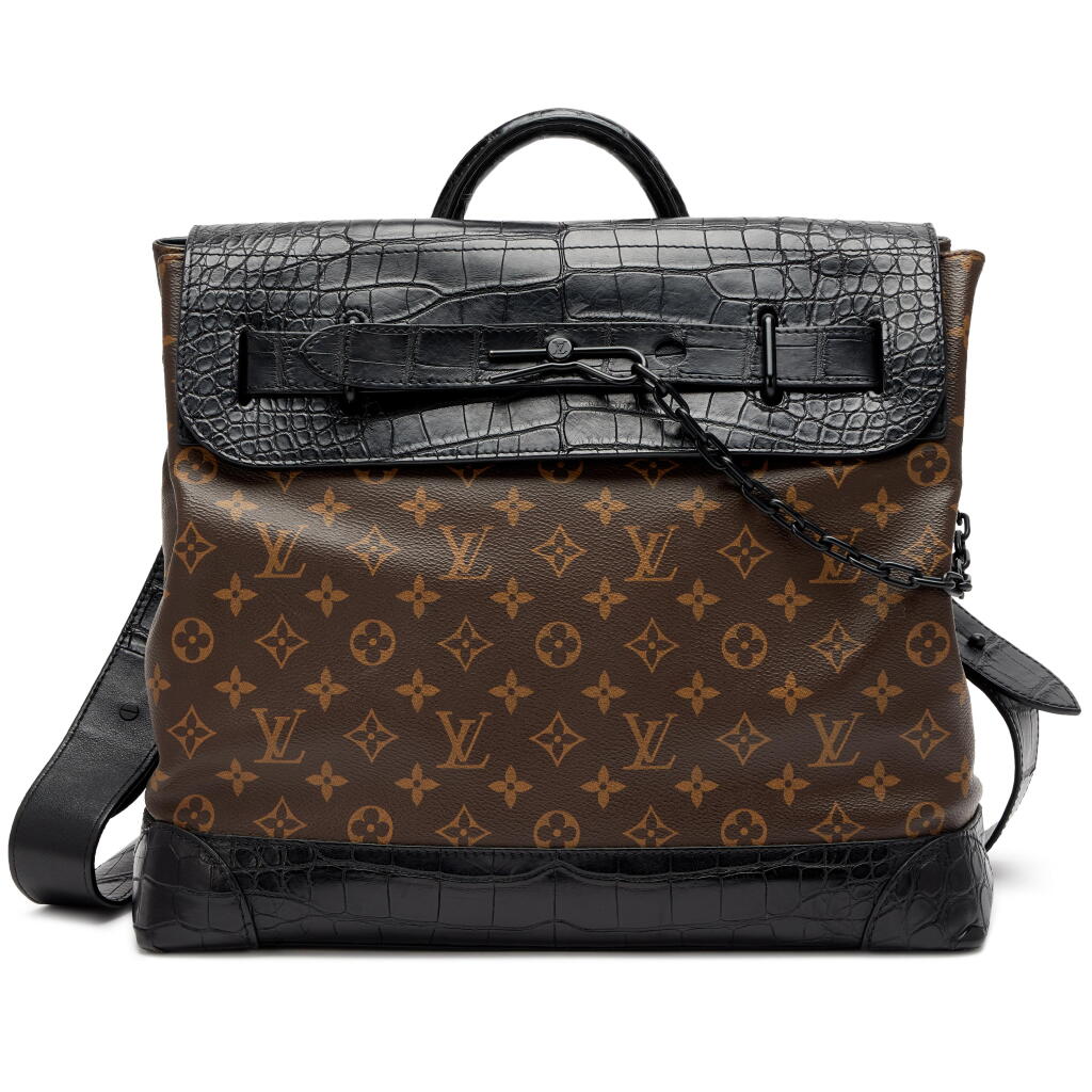 View full screen - View 1 of Lot 213. Monogram Canvas and Black Matte Crocodile Steamer PM Black Hardware, 2019.