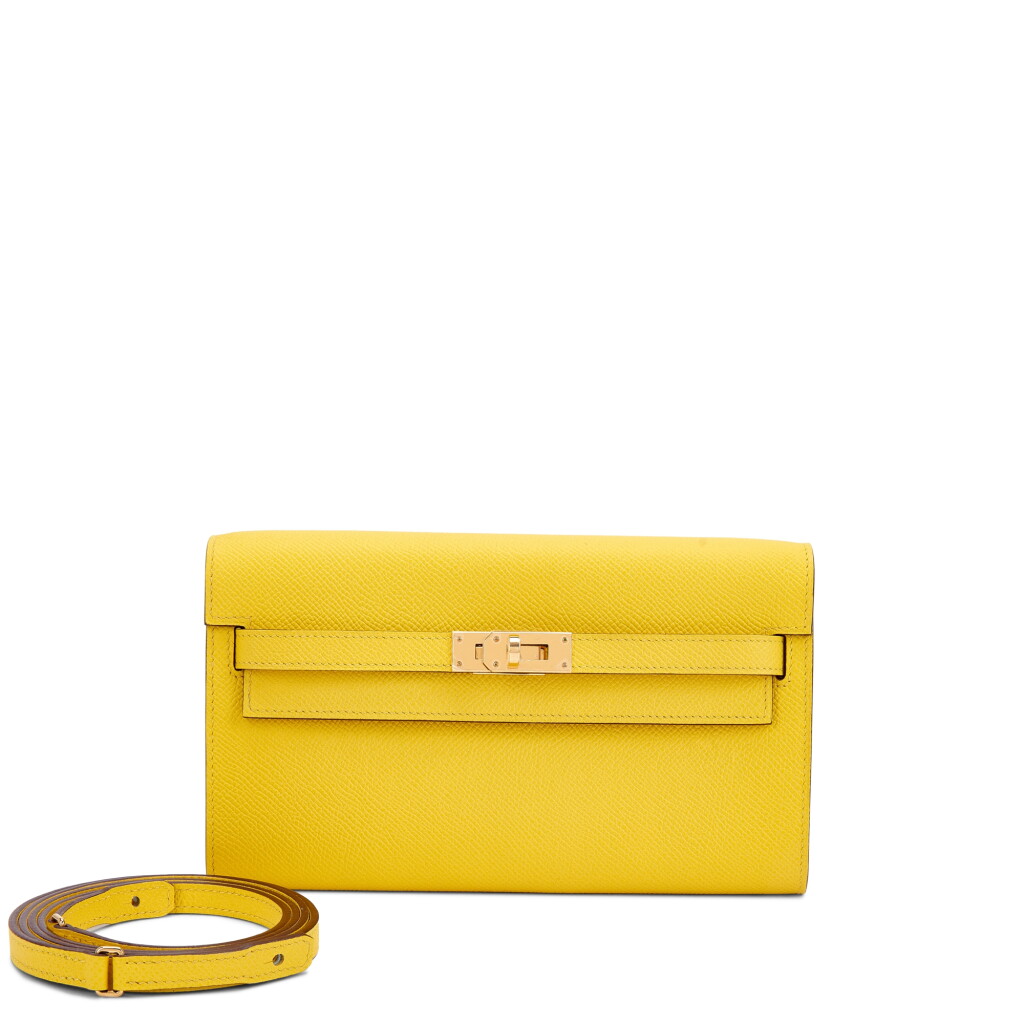 View full screen - View 1 of Lot 6004. Important Private Collection: Jaune de Naples Epsom Kelly-To-Go Wallet Gold Hardware, 2019.