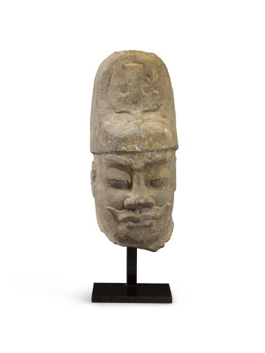 View full screen - View 1 of Lot 173. A large stone head of an official, Ming dynasty.