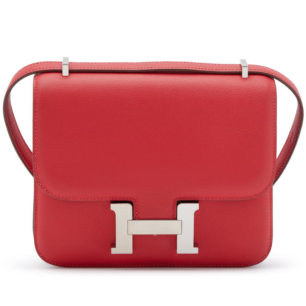 View full screen - View 1 of Lot 26. Rouge Casaque Swift Mini Constance 18 Palladium Hardware, 2012.