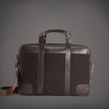 View full screen - View 1 of Lot 81. A brown calf leather and wool twill briefcase | Circa 2018.