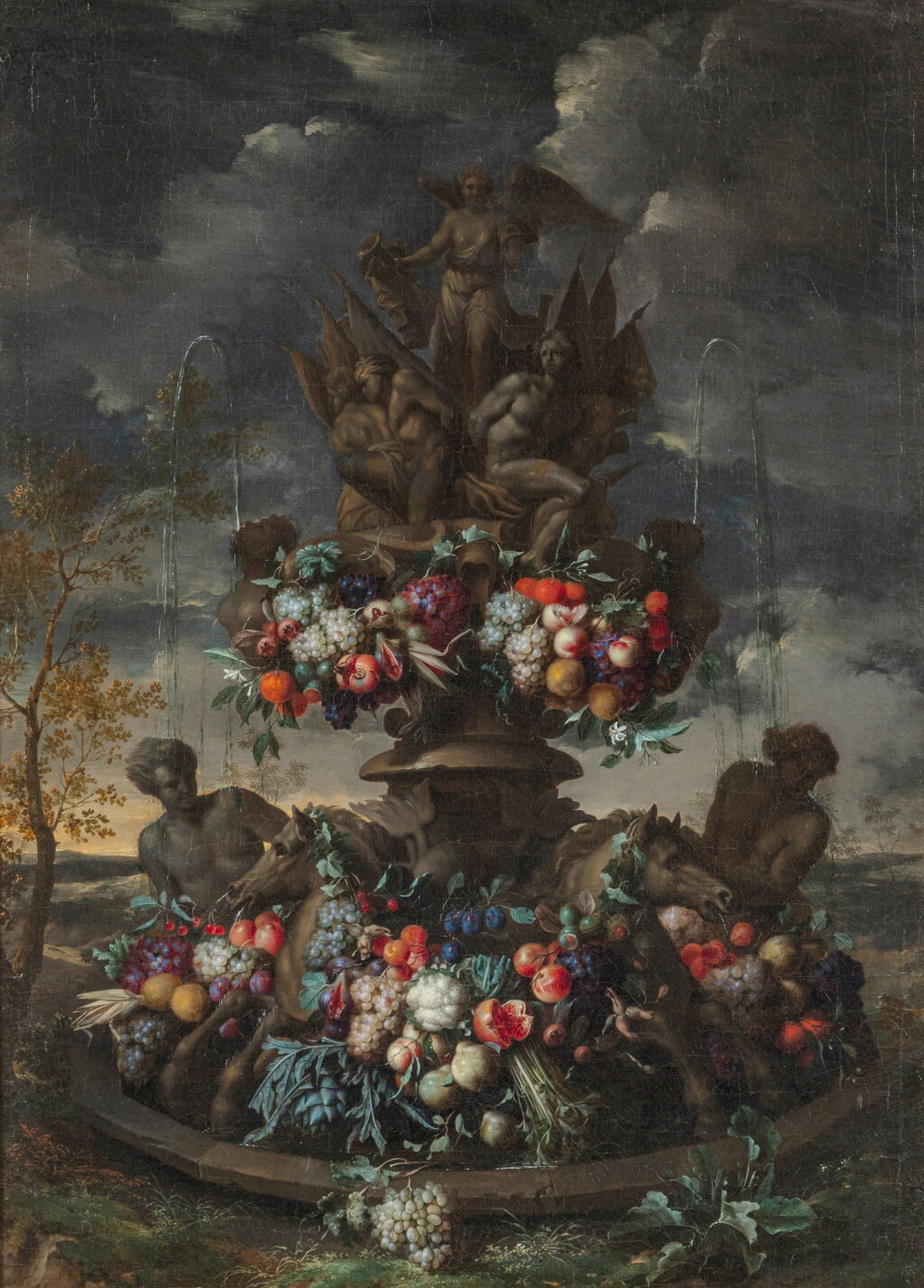 View full screen - View 1 of Lot 126. Fountain with an Allegory of Victory and a still life.