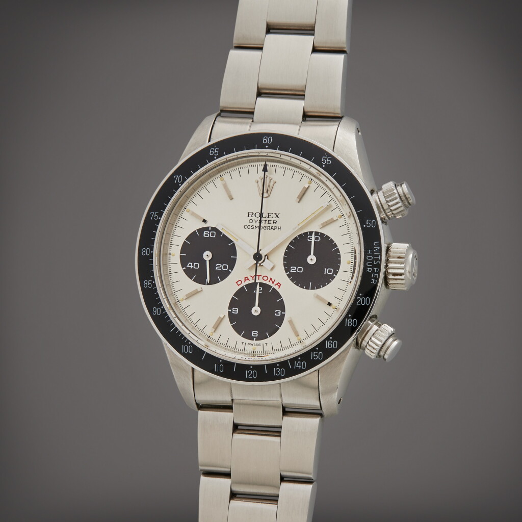 View full screen - View 1 of Lot 105. Reference 6263 ‘Big Red’ Daytona | A stainless steel chronograph wristwatch with bracelet, Circa 1985 | The Hammer Collection.