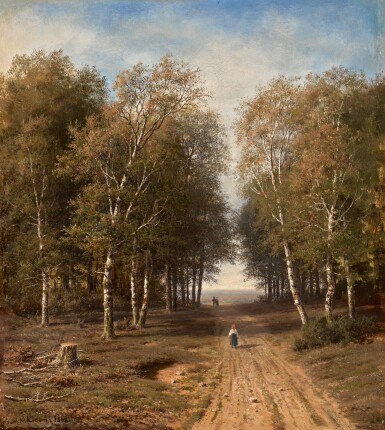 View full screen - View 1 of Lot 30. MIKHAIL KONSTANTINOVICH KLODT | PATH THROUGH A BIRCH GROVE.