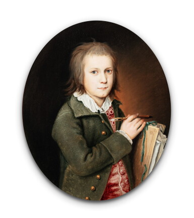 View full screen - View 1 of Lot 73. French School, late 18th Century, Portrait of a young draughtsman | Ecole française de la fin du XVIIIe siècle, Portrait d'un jeune dessinateur.