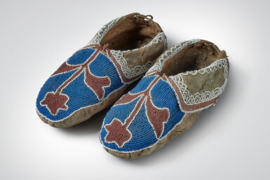 View full screen - View 1 of Lot 771. Pair of Delaware (Lenape) Beaded Moccasins.