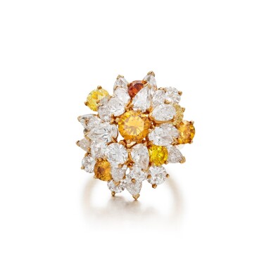View full screen - View 1 of Lot 449. Colored Diamond and Diamond Ring.