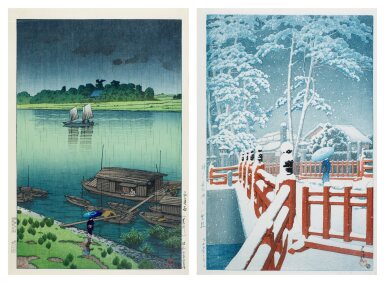 View full screen - View 1 of Lot 121. Kawase Hasui (1883-1957) | Two woodblock prints | Showa period, 20th century.