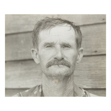 View full screen - View 1 of Lot 33. WALKER EVANS | WILLIAM EDWARD (BUD) FIELDS, A COTTON SHARECROPPER, HALE COUNTY, ALABAMA, SUMMER 1936.