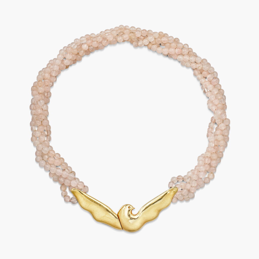 View full screen - View 1 of Lot 1403. Gold and Rose Quartz Necklace | 蒂芙尼 | K金 配 粉晶 項鏈.