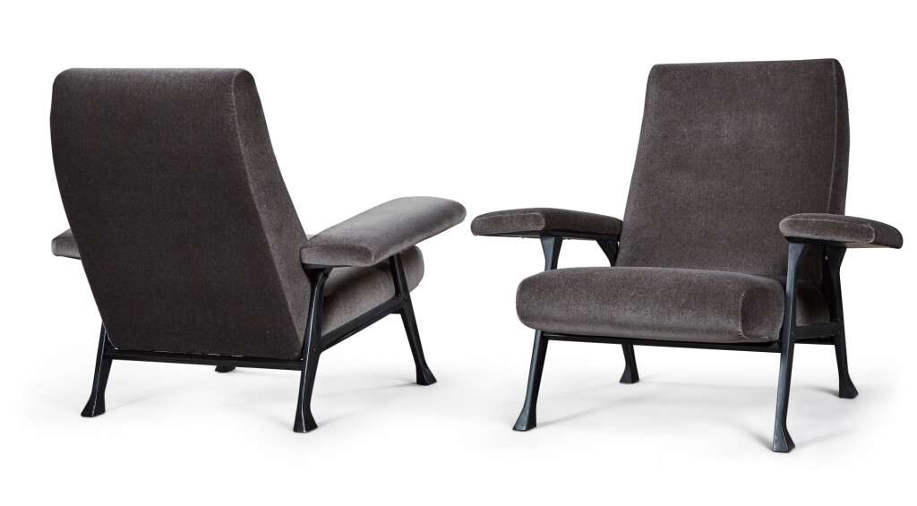 View full screen - View 1 of Lot 179. ROBERTO MENGHI | PAIR OF HALL ARMCHAIRS FOR ARTFLEX.