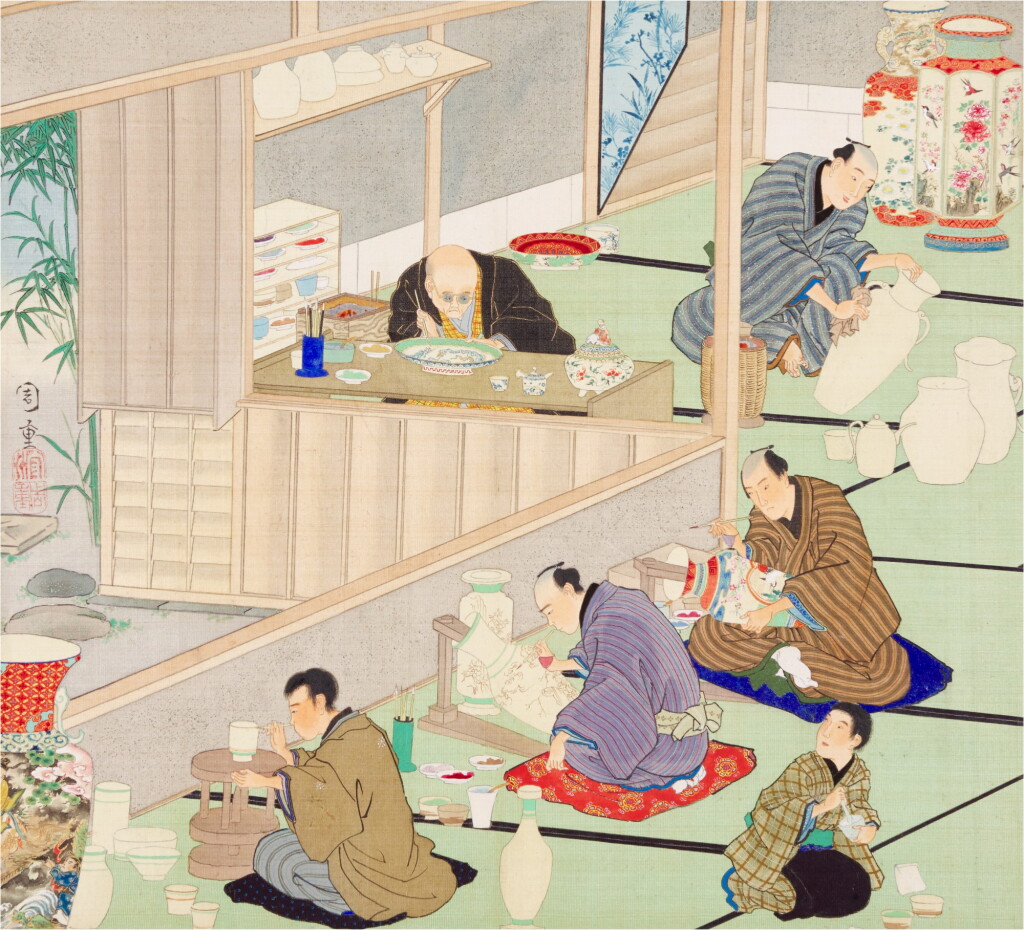 View full screen - View 1 of Lot 145. Morikawa Chikashige (active circa 1869 -1882) | Craftsmen, workers and beauties | Meiji period, late 19th century.