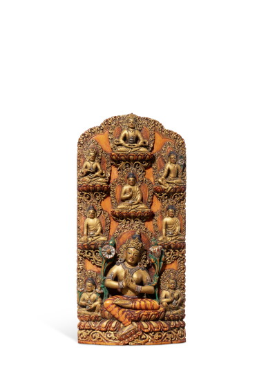 View full screen - View 1 of Lot 3817. A carved ivory votive plaque, Tsa Tsa, Qing dynasty, 18th century | 清十八世紀 牙雕擦擦佛.