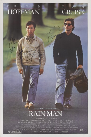 View full screen - View 1 of Lot 167. RAIN MAN (1988) POSTER, US, SIGNED BY DUSTIN HOFFMAN AND TOM CRUISE.
