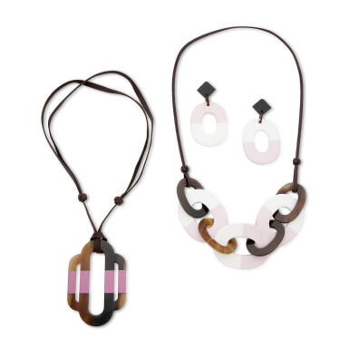 View full screen - View 1 of Lot 92. Set of 3 Lacquer Earrings and Necklace.