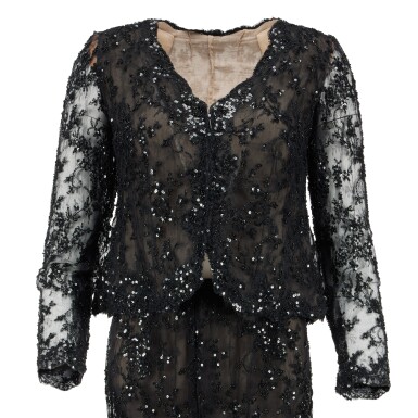 Valentino | Haute Couture Sequined Black Lace Jacket with Matching Valentino | Haute Couture Sequined Black Lace Jacket with Matching