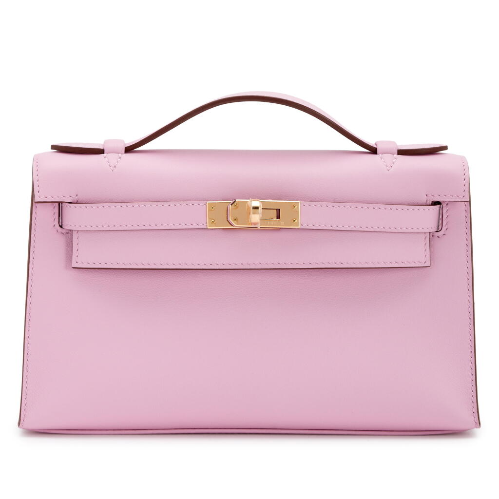View full screen - View 1 of Lot 50. Mauve Sylvestre Swift Kelly Pochette Rose Gold Hardware, 2021.